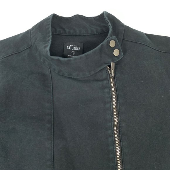 Kate Spade Side Zip Black Moto Bomber Jacket L - Picture 3 of 11